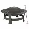 Outdoor Wood Fireplace - 19" x 35" - Steel - Black