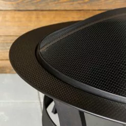 Outdoor Wood Fireplace - 19" x 35" - Steel - Black -Garden Decor Style 11875022c L