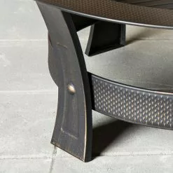 Outdoor Wood Fireplace - 19" x 35" - Steel - Black -Garden Decor Style 11875022d L