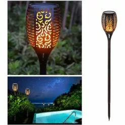 Solar Flame Stake Light - Plastic 4.72-in Black