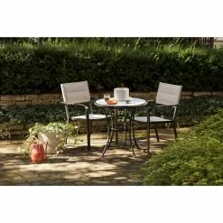 Style Selections Melrose 28-in Black Steel Round Bistro Table -Garden Decor Style 20235157c L