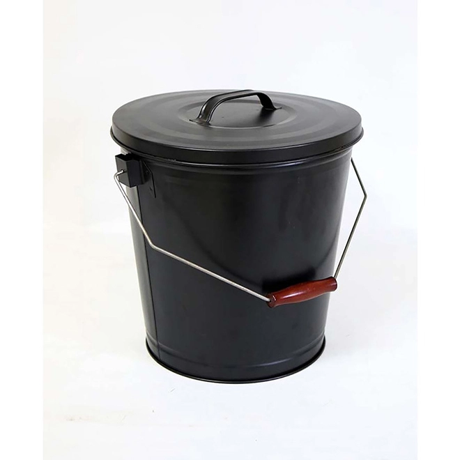 Style Selections Ash Bucket with Lid - 12-in - Steel - Black 3 Style Selections Ash Bucket with Lid - 12-in - Steel - Black