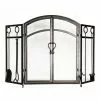 Style Selections 50.3-in Eggshell Black Powder Coated Steel 3-Panel Arched Twin Fireplace Screen -Garden Decor Style 30736554 L