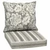 Style Selections Reversible Deep-Seating Chair Cushion Set - 46-in x 24-in - Floral/Striped Pattern - 2-Piece