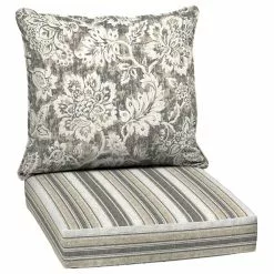 Style Selections Reversible Deep-Seating Chair Cushion Set - 46-in x 24-in - Floral/Striped Pattern - 2-Piece