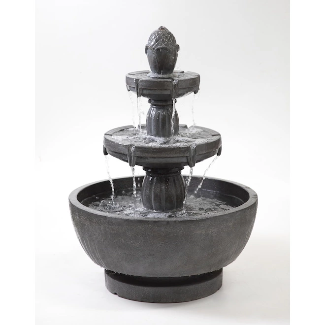 Style Selections Infinity 21.85-in H Resin 3-Tier Outdoor Fountain with Bowl - Grey 3 Style Selections Infinity 21.85-in H Resin 3-Tier Outdoor Fountain with Bowl - Grey
