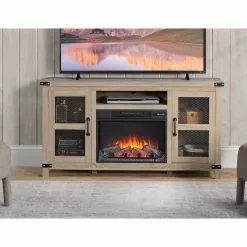 Style Selections Roslin Fireplace TV Stand for TVs up to 65-in - 32-in x 60-in - Brown -Garden Decor Style 35025013c L