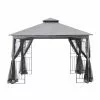 Style Selections 10-ft x 10-ft Black and Grey Gazebo with Netting -Garden Decor Style 38115277 L