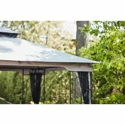 Style Selections 10-ft x 10-ft Black and Grey Gazebo with Netting -Garden Decor Style 38115277d L