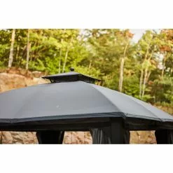 Allen + Roth 10-ft x 12-ft Black and Grey Gazebo with Dome-Shaped Roof 8 Allen + Roth 10-ft x 12-ft Black and Grey Gazebo with Dome-Shaped Roof -Garden Decor Style 38115290c L
