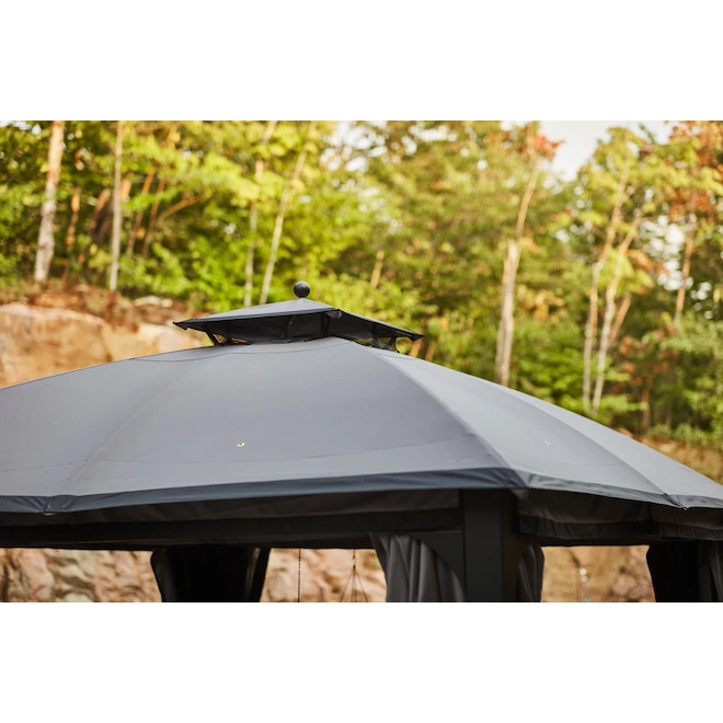 Allen + Roth 10-ft x 12-ft Black and Grey Gazebo with Dome-Shaped Roof 5 Allen + Roth 10-ft x 12-ft Black and Grey Gazebo with Dome-Shaped Roof - Image 3