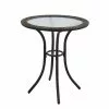 Style Selections Spruce Hills 28 3/16-in Round Patio Brown Bistro Table in Steel and Tempered Glass