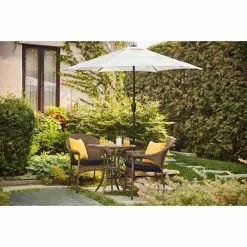 Style Selections Spruce Hills 28 3/16-in Round Patio Brown Bistro Table in Steel and Tempered Glass -Garden Decor Style 41355013c L