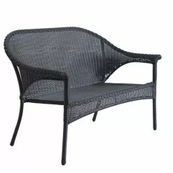 Patio Loveseat - Woven Wicker - Black