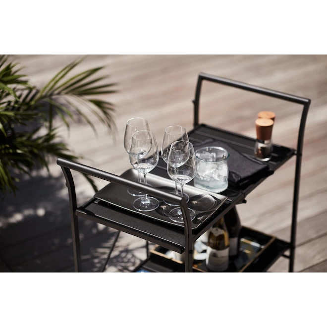 Style Selections Pelham Bay 33-in x 19-in Black Steel Foldable Patio Serving Cart 5 Style Selections Pelham Bay 33-in x 19-in Black Steel Foldable Patio Serving Cart - Image 3