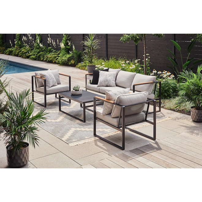 Style Selections 4-Pieces Dufferin Grey Steel Patio Conversation Set 4 Style Selections 4-Pieces Dufferin Grey Steel Patio Conversation Set - Image 2