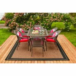 Style Selections Spruce Hills Rectangular Patio Dining Table - 63-in x 38-in - Steel, Wicker and Glass -Garden Decor Style 41535308d L