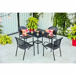 Style Selections Pelham Bay Black Steel Square Patio Bistro Table -Garden Decor Style 41535432d L