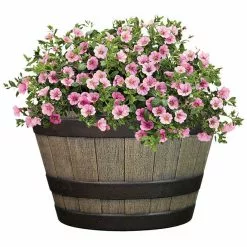 Style Selections Flower Barrel - Resin - Garden Party - 14.6" - Brown -Garden Decor Style 41536267b L