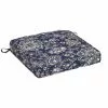 Style Selections Patio Chair Cushion - 18-in x 19-in x 2.5-in - Polyester - Blue and Grey Flower Pattern