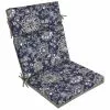 Style Selections Reversible Patio Chair Cushion - Polyester - Blue and Grey Flower/Solid Pattern -Garden Decor Style 41537488 L