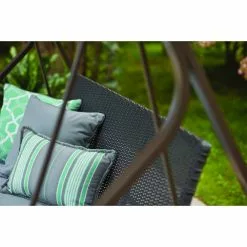 Style Selections - Swing with Canopy - Wicker and Metal - Brown and Grey -Garden Decor Style 44315013d L