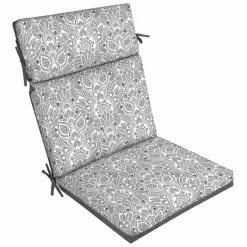 Style Selections 1-Piece Tybalt Damask Grey Patio Chair Cushion