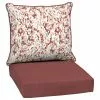 Style Selections 2-Piece Poet's Garden Red Geometric Deep Seat Patio Chair Cushion