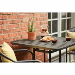Style Selections Square Outdoor Table - Steel - 33-in x 33-in x 39-in - Matte Black -Garden Decor Style 47865000c L