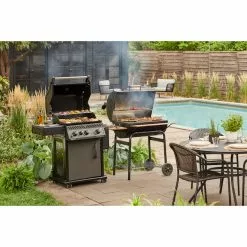 Style Selections Pelham Bay Patio Dinner Table - 48-in x 29 1/4-in - Matte Black Steel -Garden Decor Style 47865005d L