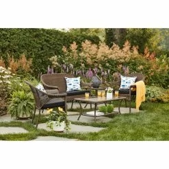Style Selections 1-Piece Spruce Hills Black Patio Loveseat Cushion -Garden Decor Style 48325006c L
