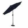 Style Selections 9-ft Market Umbrella with Solar LED Lighting - Aluminum and Olefin - Tiltable - Navy Canopy -Garden Decor Style 48655005 L