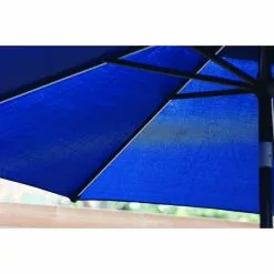 Style Selections 9-ft Market Umbrella with Solar LED Lighting - Aluminum and Olefin - Tiltable - Navy Canopy -Garden Decor Style 48655005c L