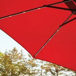 Style Selections Vinehaven Market Umbrella with LED Lighting - Aluminum and Olefin - Tiltable - Red 7 Style Selections Vinehaven Market Umbrella with LED Lighting - Aluminum and Olefin - Tiltable - Red -Garden Decor Style 48655007c L