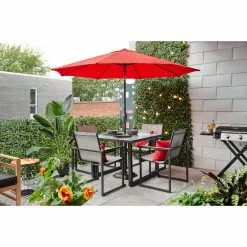 Style Selections Tiltable Umbrella - Aluminum and Red Olefin - 9-ft -Garden Decor Style 48655012c L