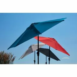 Style Selections Tiltable Umbrella - Aluminum and Red Olefin - 9-ft -Garden Decor Style 48655012d L