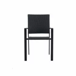 Style Selections Spoga Adam Black Patio Chair - Stackable - 22.5-in x 23.5-in x 34.5-in