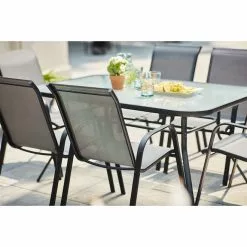 Style Selections Stackable Patio Chair - Powder-Coated Frame - Charcoal Grey -Garden Decor Style 48655022d L