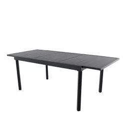 Style Selections Pelham Bay Outdoor Expandable Dinner Table in Matte Black Steel