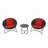 Kameron 3-Piece Bistro Set - Steel/Wicker/Olefin - Black and Red -Garden Decor Style 48655057 L