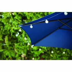 Style Selections Blue Fabric and Steel 7.5-ft Umbrella -Garden Decor Style 48655078c L