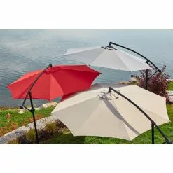 Style Selections Matheson Octagonal Offset Patio Umbrella - Steel and Red Polyester - Tiltable and Rotating -Garden Decor Style 48655085c L