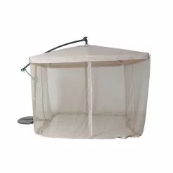 Style Selections Offset Umbrella with Net - Polyester - 10-ft x 10-ft - Beige