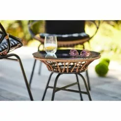 Style Selections Archer Conversation Set - 3 Pieces - Steel and Wicker - Black/ Grey -Garden Decor Style 48655109c L