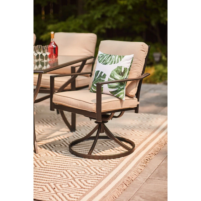 Style Slections Glenn Hill Swivel Patio Chair - Steel and Olefin - Tan - Set of 2 4 Style Slections Glenn Hill Swivel Patio Chair - Steel and Olefin - Tan - Set of 2 - Image 2