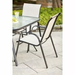 Style Selections Beige Steel and Sling Stackable Outdoor Chair -Garden Decor Style 48655131c L