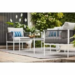 Style Selections 4-Piece Outdoor Conversation Set - Grey and White -Garden Decor Style 48655135c L