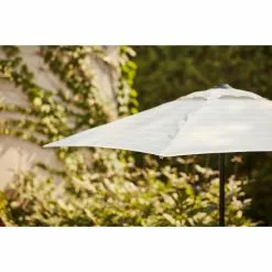 Style Selections Market 7.5-ft Push-Button Round Patio Umbrella with Black Metal Frame -Garden Decor Style 48655151b L