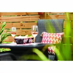 Hartford 5-Piece Patio Set with Gas Fire Table - C-Spring Motion Chairs - Black -Garden Decor Style 49095003c L