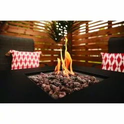 Hartford 5-Piece Patio Set with Gas Fire Table - C-Spring Motion Chairs - Black -Garden Decor Style 49095003d L